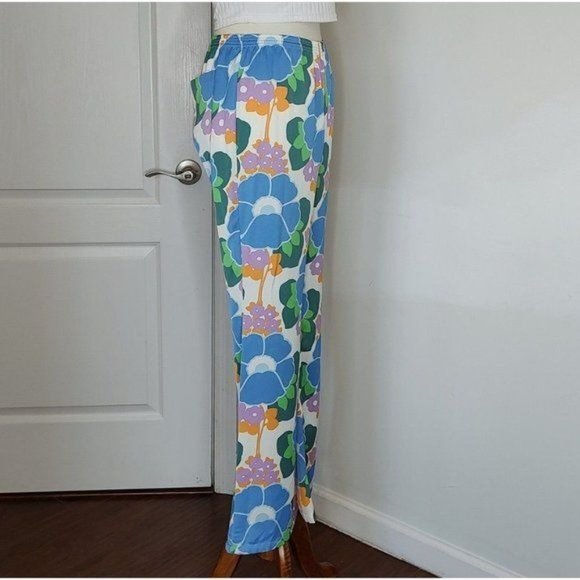 ZARA Floral Straight Leg Pants Groove Retro Bohemiam Hippie - Picture 7 of 11